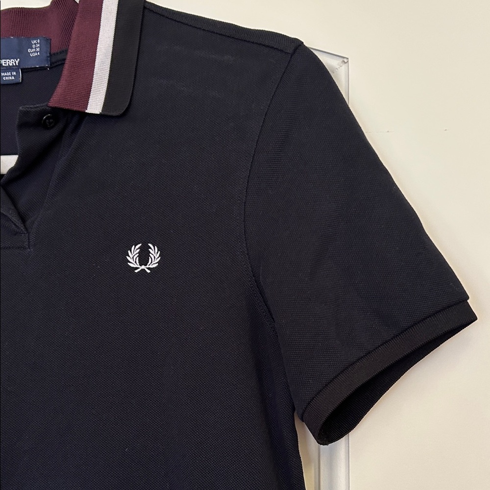 Fred Perry Black Mini Polo Dress with Pleated Satin back - Picture 4 of 8
